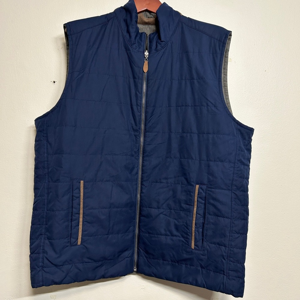 Vineyard Vines Mens XL Reversible Primaloft Vest Grey Navy 10001129 Full Zip